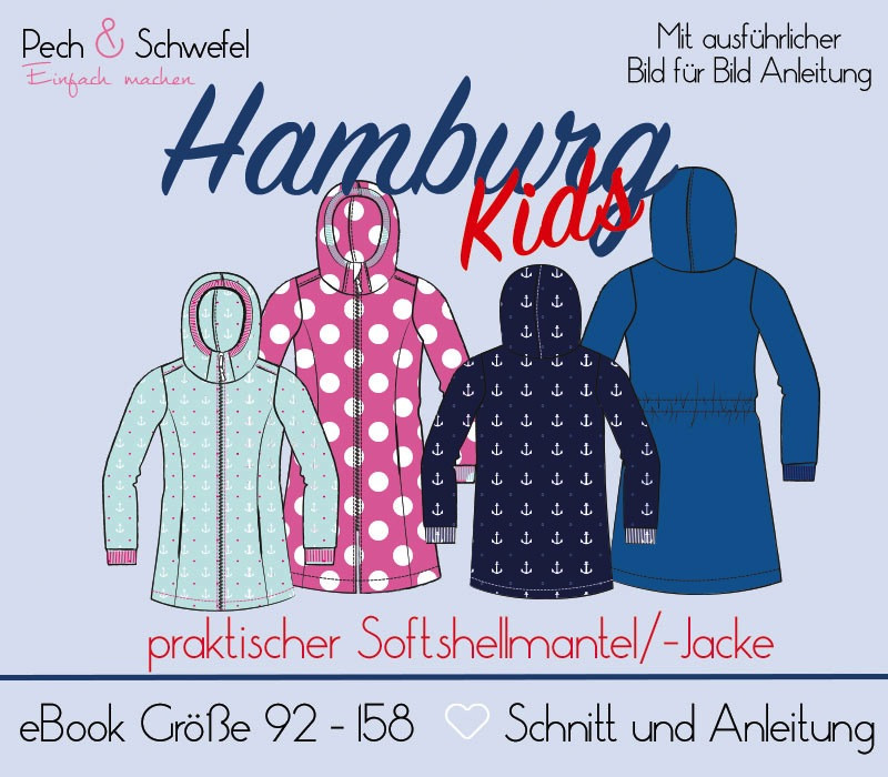 Ebook - Softshellmantel / -Jacke Hamburg für Kinder Gr. 92 - 158 von Pech und Schwefel